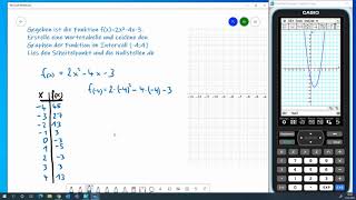 Wertetabelle und Graph mit dem CASIO Classpad II erstellen [upl. by Cicenia]