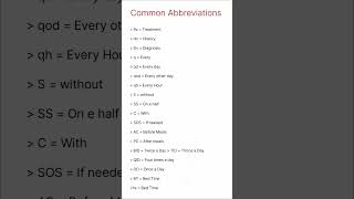 Common Abbreviations in medical nursing gnm bscnursing medical abbreviation [upl. by Beal21]