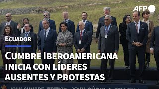 Cumbre Iberoamericana de Ecuador arranca marcada por líderes ausentes y protestas  AFP [upl. by Sterner516]