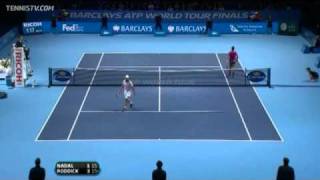 Roddicks Hot Shot Reflex Vs Nadal At London Finals [upl. by Ellehcear]