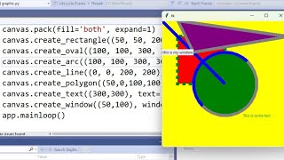 كيفية رسم اشكال وخطوط والكتابة باستخدام تكنتر في لغة البرمجة بايثون tkinter canvas in python [upl. by Carver]