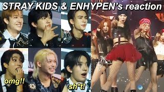 STRAY KIDS amp ENHYPEN being supportive to LE SSERAFIMs performance at Golden Disc Awards 2024 [upl. by Leakcim]