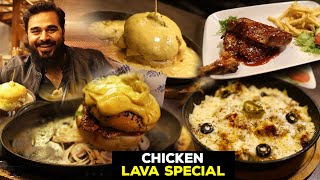 Trying Cheesy Chicken Lava burger  Mustafa Hanif  Food Vlog [upl. by Amikay]