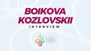 Interview Boikova  Kozlovskii RUS  ISU European Figure Skating Championships  EuroFigure [upl. by Eulalie]