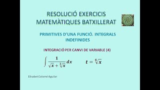 Elisabet Colomé  INTEGRALS CANVI DE VARIABLE 4 [upl. by Yelnet]