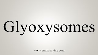 How To Say Glyoxysomes [upl. by Eelam]