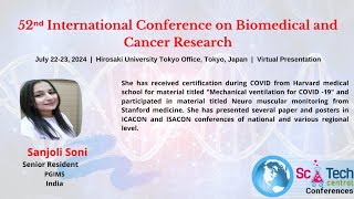 Virtual Presenter  Sanjoli Soni  PGIMS  India SciTech BiomedCancer 2024 [upl. by Otreblada]