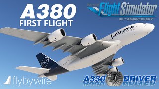 Fly By Wire A380 FIRST FLIGHT  The BEST FREEWARE EVER  Real Airbus Pilot [upl. by Hildagarde23]