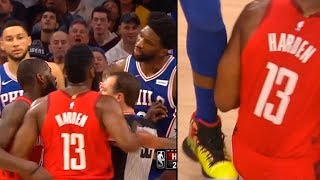 James Harden wanna fight Joel Embiid after he is kicks his ass  Rockets vs Sixers [upl. by Mahon]