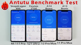 Snapdragon 888 vs Exynos 2100 vs A14 Bionic vs A13 Bionic Antutu Benchmark Test 🔥 [upl. by Cynthla681]