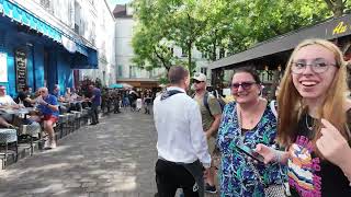 Walking among the painters and restaurants of Place du Tertre in Montmartre district of Paris [upl. by Lurie]