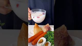 Vlog Breakfast  Bean Paste Candied Date Zongzi  Cold Spinach  Papaya Milk Tremella Soup [upl. by Bandler]