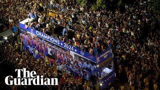 Indias T20 Cricket World Cup win thousands of fans pack Mumbais streets to celebrate [upl. by Leksehcey]