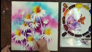 Cone Flowers  Watercolor Lesson with Karlyn Holman [upl. by Sicnarf199]