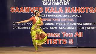 Prapti Oturkar Performance In Saamved Dance Competition Vadodra  Bharatnatyam Classical Dance [upl. by Ttennaj]