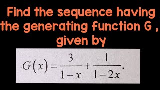 Find the sequence of a generating function G  Recurrence Relation [upl. by Elehcor]