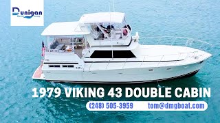 FOR SALE 1979 Viking Yachts 43 Double Cabin Virtual Video Tour [upl. by Adnarrim]