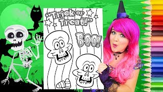 Coloring Halloween Skeletons Trick Or Treat Coloring Page Prismacolor Pencils  KiMMi THE CLOWN [upl. by Philippa]