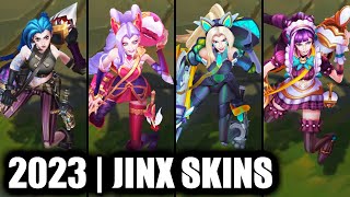 ALL JINX SKINS SPOTLIGHT 2023  League of Legends [upl. by Skurnik722]