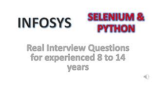 Infosys Selenium Interview Questions for 8 to 14 yrs selenium  Testing Labs A to Z [upl. by Latsirc]