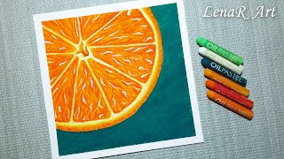 How to draw a realistic orange fruit  Oil pastels drawing [upl. by Josee]