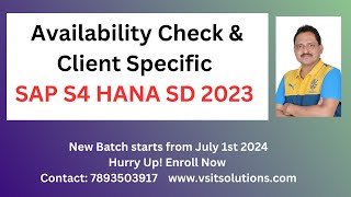 SAP SD S4 HANA  Availability Check and Client Specific  SAP SD S4 HANA Telugu [upl. by Richara]