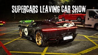 Supercars And Hypercars Leaving The NEC Daytona SP3 Murcielago Diablo SV CGT XJR And Many More [upl. by Anivel]