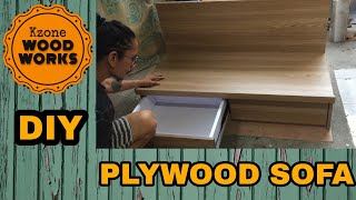 PAANO GUMAWA NG DIY PLYWOOD SOFA  HOW TO BUILD DIY PLYWOOD SOFA BY KZONE WOODWORKS [upl. by Cower393]