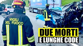 GRAVISSIMO INCIDENTE SULLAUTOSTRADA A1 DUE MORTI E CODE CHILOMETRICHE [upl. by O'Rourke]