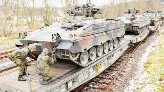 German Marder infantry fighting vehicles on their way to Ukraine [upl. by Kariv]