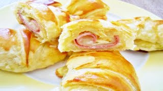 Rezept Käse Schinken Croissants  Hörnchen  Frühstücksidee  Partyrezept [upl. by Ainigriv]