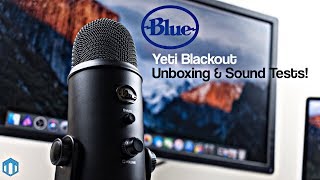 Blue Yeti Blackout Edition USB Microphone Unboxing  Sound Tests [upl. by Sida]