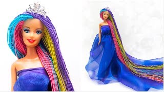 Long Hair Rainbow Barbie Rerooting peinadocabelos coloridosباربي الشعر الطويلрапунцельraiponce [upl. by Roch]