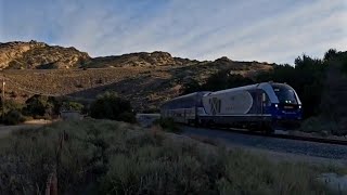 Railfanning Amtrak train WB early morning at Corriganville Park Simi Valley California [upl. by Orabla277]