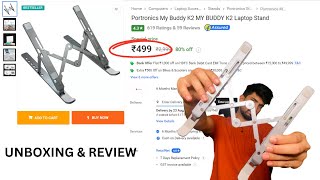 Best Laptop Stand Under ₹500  Portronics My Buddy K2 MY BUDDY Laptop Stand Review [upl. by Ahsikit416]