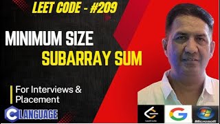 Minimum Size Subarray Sum  Sliding Window InterviewTCS GoogleInfosys Microsoft  LeetCode 209 [upl. by Jodee279]