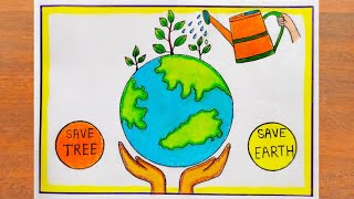 World Earth Day Drawing  How to Draw Save Earth Poster Easy step by step  विश्व धरती दिवस पर चित्र [upl. by Ajani]