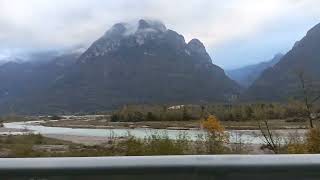 Piave river cloudy Longarone Veneto Italy 221024 cloudy autumn colour river [upl. by Kenzi]