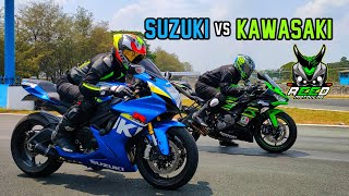 GSX R750 versus Ninja ZX6R [upl. by Evelinn259]