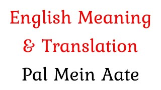 English Meaning amp Translation  Pal Mein Aate [upl. by Ira]