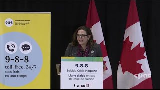 Canada launches suicide prevention helpline – November 30 2023 [upl. by Aehs]