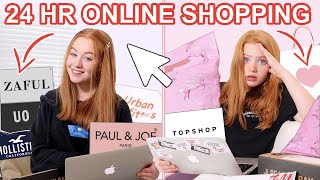 24 HOUR ONLINE SHOPPING CHALLENGE IN OUR BEDROOMS Big Summer Haul Try On 2020  Ruby and Raylee [upl. by Jerol]