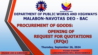 Procurement Livestream for DPWH MalabonNavotas DEO on September 26 2024 [upl. by Kanter406]