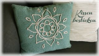 Kissen besticken  DIY  Pillow Embroidery [upl. by Marja]