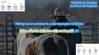 Rhinestone Cowboy no capo by Bruce Springsteen play along with scrolling guitar chords and lyrics [upl. by Butch]