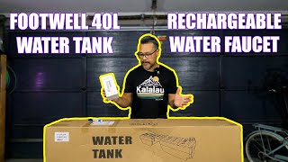 JEEP WRANGLER CAMPER MODS🚙  FOOTWELL 40L TANK amp REGHARGEABLE WATER FAUCET UNBOXING📦 [upl. by Abott471]