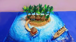 Island model project  lakshadweep model for school project  Diy island 3d model [upl. by Herby71]