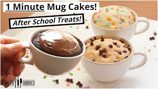 1 Minute Microwave Mug Cake Recipes  3 Back To School Treats [upl. by Lauren182]