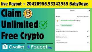 Claim Free BTC Faucet  Free Crypto Site 2024  Instant Payout to Faucetpay CWallet cryptofaucet [upl. by Eibbed]