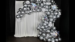 Winter Silver Metallic Balloon Garland DIY  How to [upl. by Ylrehc]